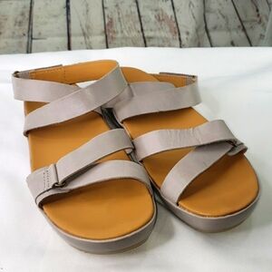 Korks by Kork-Ease Grey Leather Ankle Wrap Sandal